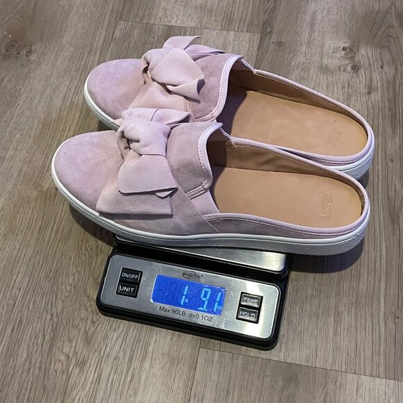 NWT Womens UGG Luci Bow Pink Suede Slip-On Sneakers Size 12 NEW - Picture 8 of 8